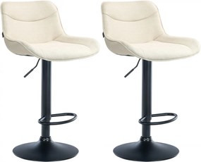 2x Barová stolička Vonore - látka, čierny rám - Krémová