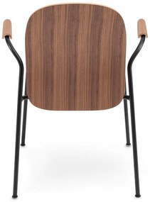 Koňakovohnedé/v prírodnej farbe jedálenské stoličky v súprave s podrúčkami/stohovateľné 2 ks v dekore orecha Book – Gazzda