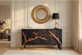Komoda 46199 Forest 160cm Drevo Mango Čierne 3D  - Komfort-nábytok