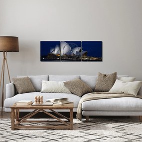 Obraz nočného Sydney (s hodinami) (90x30 cm)