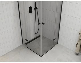 Mexen Roma Duo, sprchovací kút 100 (dvere) x 100 (dvere) cm, 6mm číre sklo, čierny profil, 854-100-100-70-00-02