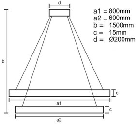 LED Stmievateľný luster na lanku LED/90W/230V 3000-6500K + diaľkové ovládanie