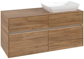 VILLEROY &amp; BOCH Collaro závesná skrinka pod umývadlo na dosku (umývadlo vpravo), 4 zásuvky, s LED osvetlením, 1200 x 500 x 548 mm, Oak Kansas, C114B0RH