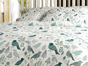 Bavlnené obliečky LEAFBIRD POLY bielo-zelené Rozmer obliečky: 2 ks 70 x 90 cm | 200 x 220 cm