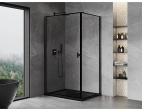 Mexen Mist-B, 1-krídlový výklopný sprchový kút, ľavý, 70 x 75 cm, číre sklo-čierny rám, 8A2T-070-075-70-70-L