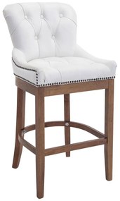Barová stolička Buckingham ~ koža, drevené nohy svetlá antik - Biela