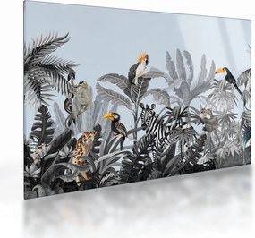 Sklenený obraz zvierat v tropickom lese (70x50 cm)