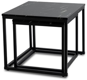 PROXIMA.store - Loftový set konferenčných stolíkov TEVET FARBA: čierny mramor, FARBA NÔH: čierna