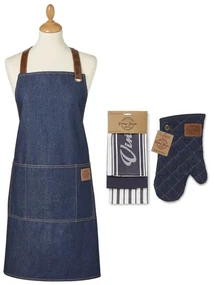 Utierky, zástera a chňapka v súprave 5 ks Oxford Denim – Cooksmart ®