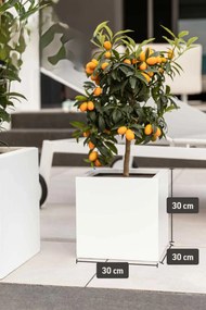 Kvetináč BLOCK, sklolaminát, 30x30x30 cm, biely mat