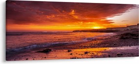 Obraz západu slnka pri mori (120x50 cm)