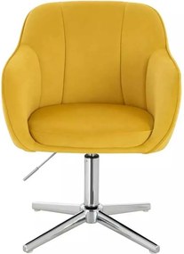 LuxuryForm DESIGN Stolička AVOLA VELUR na striebornom kríži - žltá