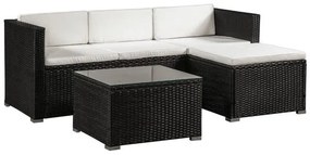 InternetovaZahrada Záhradný ratanový set Punta Cana L - čierny/krémové podušky