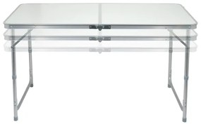 Skladací kempingový stôl + 4x stolička biela/chróm