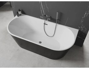 Mexen Oval, voľne stojaca nástenná vaňa 150 x 75 cm, biela-čierna, brúsený grafit prepad, 52671507575-95