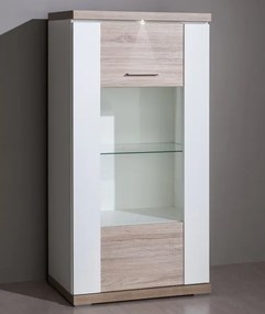 Obývacia stena Caracas Media, dub/biely lesk, s osvetlením