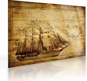 Sklenený obraz - Stará mapa (70x50 cm)