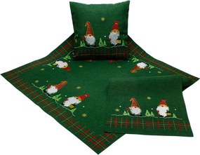 Vianočný vyšívaný obrus Santa Claus zelený TiaHome - 40x85 cm