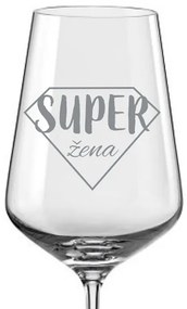 Pieskované poháre na víno Super žena