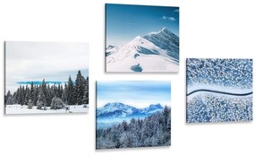 Set obrazov krásy zasneženej prírody - 4x 60x60