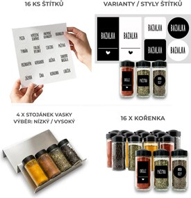 Orion Sada 16ks koreničiek BLACK 80ml + 4ks organizér na koreničky VASKY NEREZ + sada 16ks štítkov