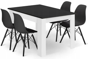 Jedálenská zostava stôl a stoličky 120 x 80 cm dub sonoma, čierne stoličky - vintino-sk
