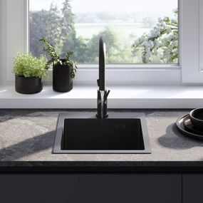 Rea Leo, 1-komorový oceľový drez 400x450x185 mm, čierna, ZLE-06002