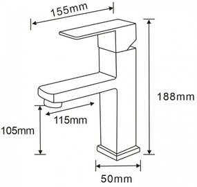 Mexen Emma, umývadlová batéria h-188, oceľová, 71900-00