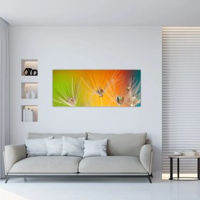 Obraz kvapiek na rastline (120x50 cm)