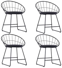 Jedálenské stoličky so sedadlami z umelej kože 4 ks čierne oceľ