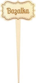 AMADEA Drevený zápich - ceduľka na bylinky Bazalka, výška 20 cm, český výrobok