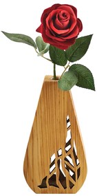 AMADEA Drevená váza v tvare oblého trojuholníka s prerezaným motívom, masívne drevo, výška 23 cm