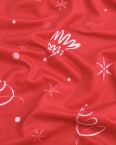 Vianočná obliečka na vankúš Velvet 40 × 40 cm - Vločky a stromčeky červené