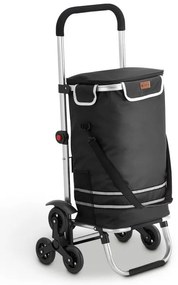 Nákupný vozík 3 v 1 na schody - objem 56 l, čierny
