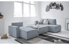 Svetlosivá menčestrová rozkladacia rohová pohovka (pravý roh/do tvaru "U") Brave Dave – Miuform