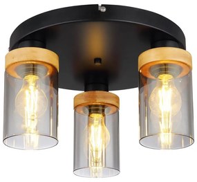 Globo 15557-3D - Prisadený luster FINCA 3xE27/40W/230V kov/drevo