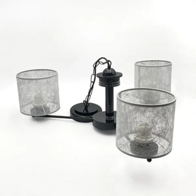 Závesný luster ROSA na reťazi, 3xE27/60W/230V, čierna/šedá