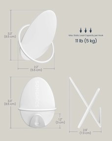 Nástenný vešiak 4 ks, na montáž na stenu, biely