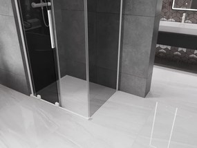 Mexen Velar L, sprchový kút s posuvnými dverami 110 x 75 cm, 8mm šedé sklo, biela matná, 871-110-075-43-20