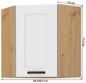 Horná rohová skrinka Lesana 2 (biela + dub artisan) 58x58 GN-72 1F . Vlastná spoľahlivá doprava až k Vám domov. 1063964