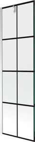 Mexen Next, vaňová zástena 1-krídlová 60 x 150 cm, fixné krídlo, 6 mm číre sklo s čiernym vzorom, chrómový profil, 895-060-000-00-77-01