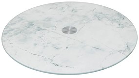 Sklenený otočný servírovací podnos White Marble, (fi) 32 cm