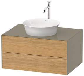 DURAVIT White Tulip závesná skrinka pod umývadlo na dosku, 2 zásuvky, 800 x 550 x 408 mm, dub prírodný masív/kameňovo šedá vysoký lesk, WT49850H5H2