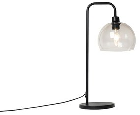 Moderná stolová lampa čierna s dymovým tienidlom - Maly
