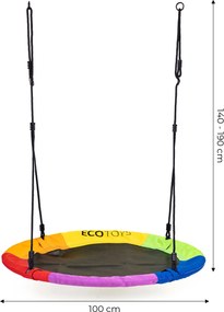 ECOTOYS Farebná záhradná hojdačka bocianie hniezdo 100 cm pre deti, nosnosť 150 kg