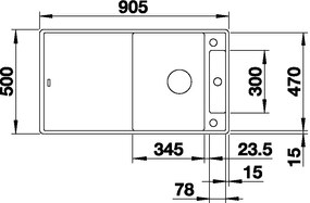 Granitový drez Blanco AXIA III 5 S F kávová doska sklo