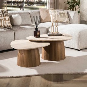 Konferenčný stôl 45-95 Romano 2-set 3D Ceramic Travertine - Komfort-nábytok