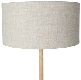 Rustikálna stojaca lampa drevená s hnedým tienidlom - Mels