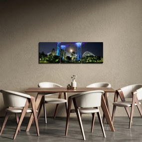 Obraz splnu v Singapurských záhradách (s hodinami) (90x30 cm)