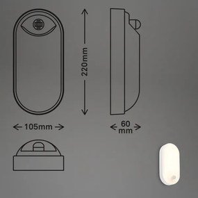 Brilo - LED vonkajšie nástenné svietidlo s pohybovým senzorom RUCH LED/12W/230V IP65 biele